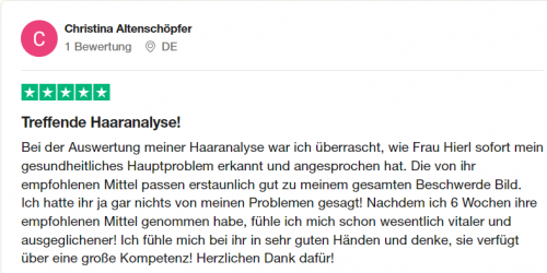 Feedback einer Kundin über die Haaranalyse Tier